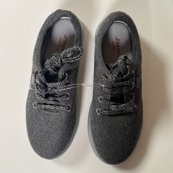 JSport Women’s Arrow Memory Foam Lace-Up Casual Walking Sneakers in Tweed Grey - Picture 2 of 13